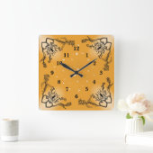 Hart met ventilator en vlinder vierkante klok (Huis)