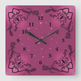 Hart met ventilator en vlinder vierkante klok