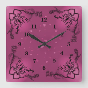 Hart met ventilator en vlinder vierkante klok