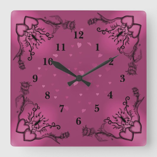 Hart met ventilator en vlinder vierkante klok (Voorkant)