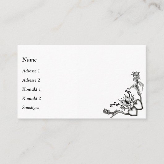 Hart met ventilator en vlinder visitekaartje (Voorkant)