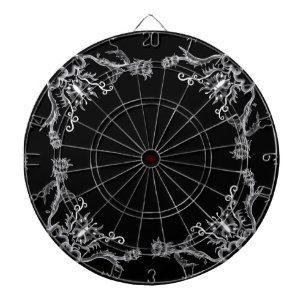 Hart met ventilator en vlinder zwart-wit dartbord