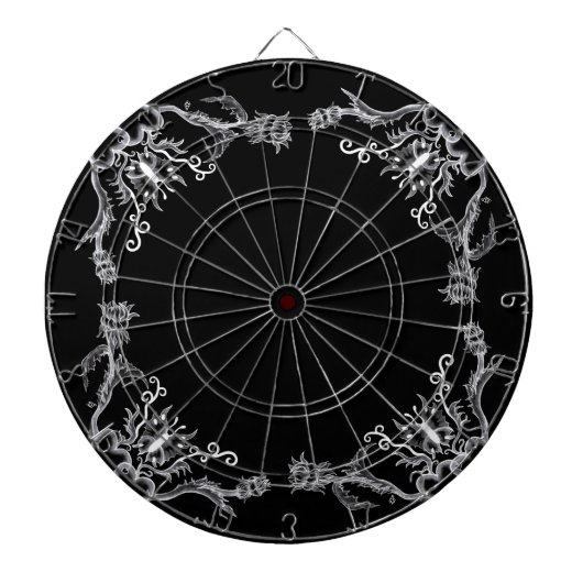 Hart met ventilator en vlinder zwart-wit dartbord (Voorkant)