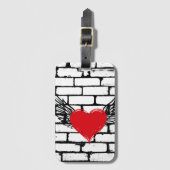 Hart met vleugels / bakstenen muur bagagelabel (Voorkant (verticaal))