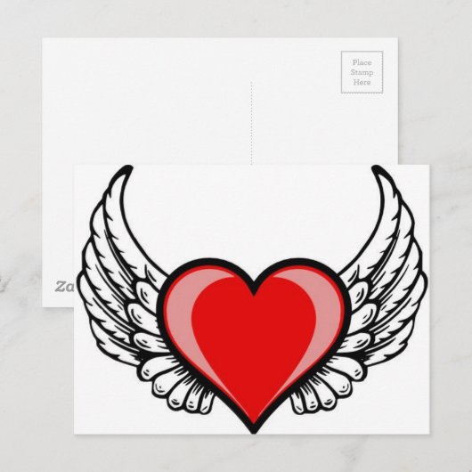 hart met vleugels briefkaart (Voorkant / Achterkant)