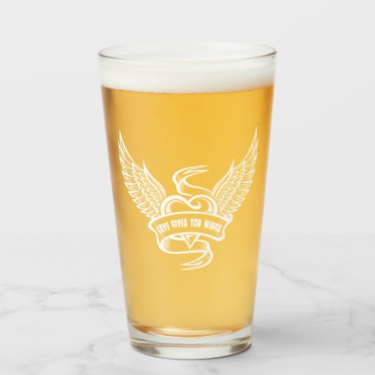 hart met vleugels glas (Voorkant gevuld)