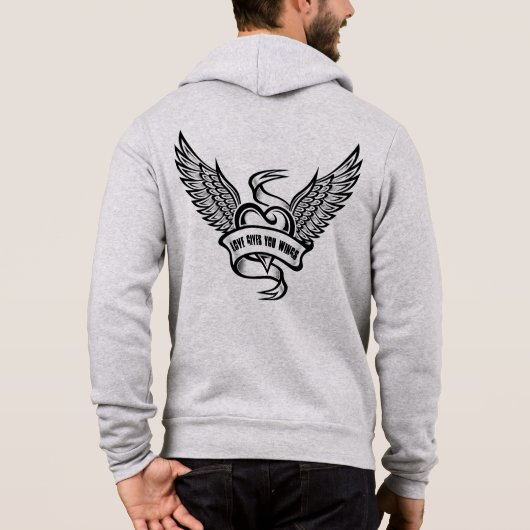  hart met vleugels hoodie (Achterkant)