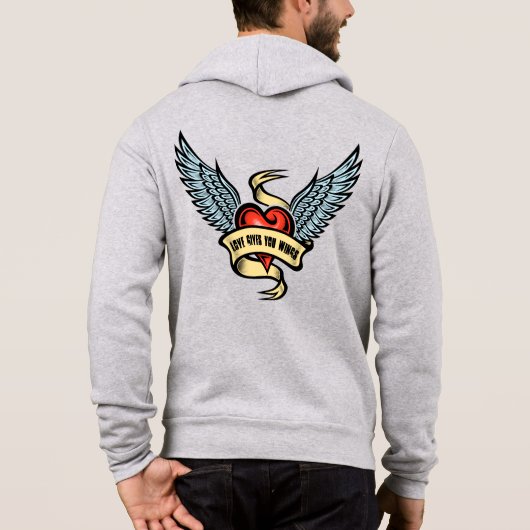 hart met vleugels hoodie (Achterkant)