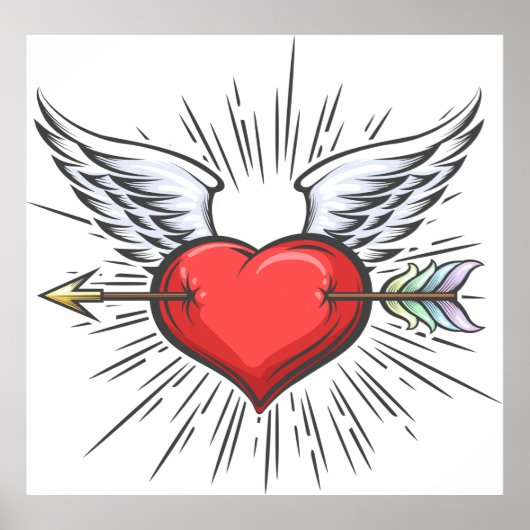 hart met vleugels poster (Voorkant)