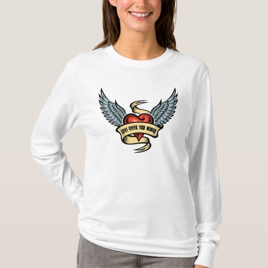 hart met vleugels t-shirt (Voorkant)