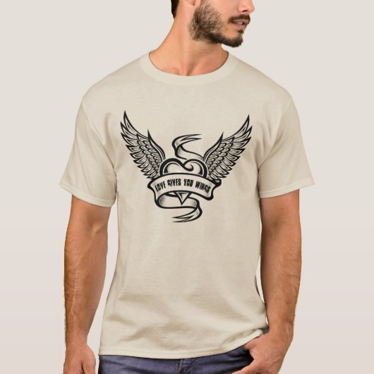  hart met vleugels t-shirt (Voorkant)