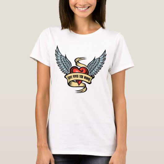  hart met vleugels t-shirt (Voorkant)