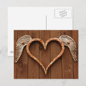 Hart met vleugels tegen roestvrijstalen bordjes briefkaart (Voorkant / Achterkant)