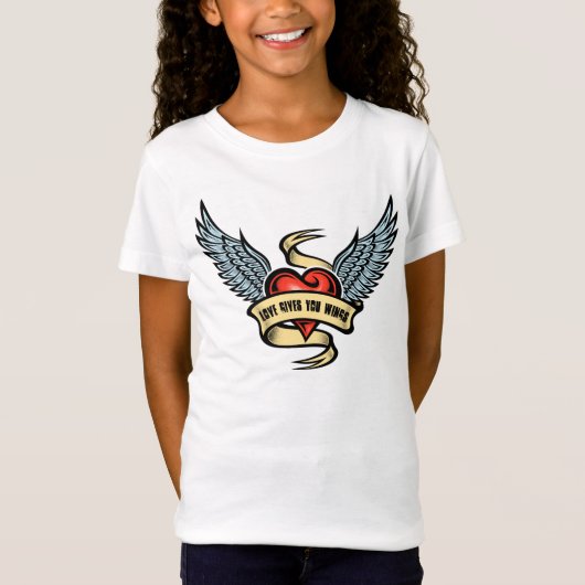 Hart met vleugels uit de oude doos t-shirt (Voorkant)