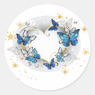 Hart met Vlinders Morpho Ronde Sticker