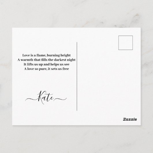 Hart met waterverf bloemen en vlinderbloemkaart briefkaart (Achterkant)