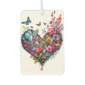 Hart met waterverf bloemen en vlinders luchtverfrisser (Voorkant)