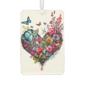 Hart met waterverf bloemen en vlinders luchtverfrisser (Achterkant)