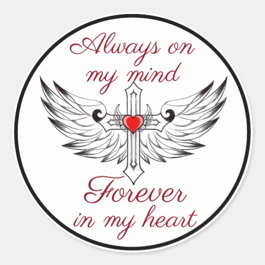 Hart met Wings en Citaat Ronde Sticker (Voorkant)