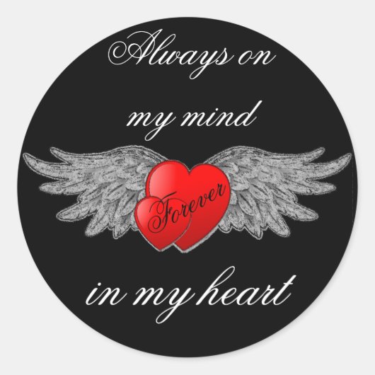 Hart met Wings en Citaat Ronde Sticker (Voorkant)