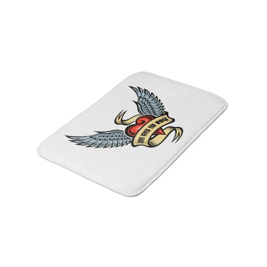 hart met wings, liefde geeft je wonden badmat (Gekanteld)