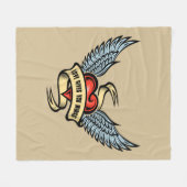 hart met wings, liefde geeft je wonden fleece deken (Voorkant (Horizontaal))