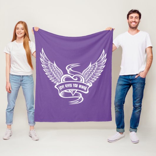  hart met wings, liefde geeft je wonden fleece deken (In situ)