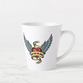  hart met wings, liefde geeft je wonden latte mok (Rechts)