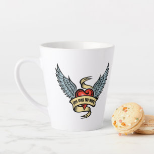 hart met wings, liefde geeft je wonden latte mok
