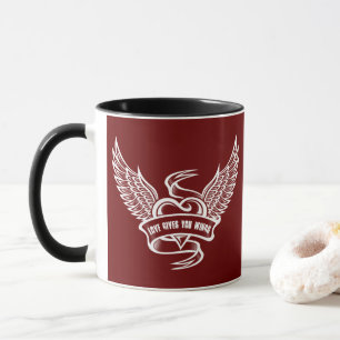 hart met wings, liefde geeft je wonden mok