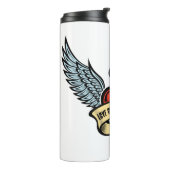 hart met wings, liefde geeft je wonden thermosbeker (Gedraaid links)