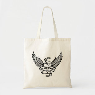 hart met wings, liefde geeft je wonden tote bag
