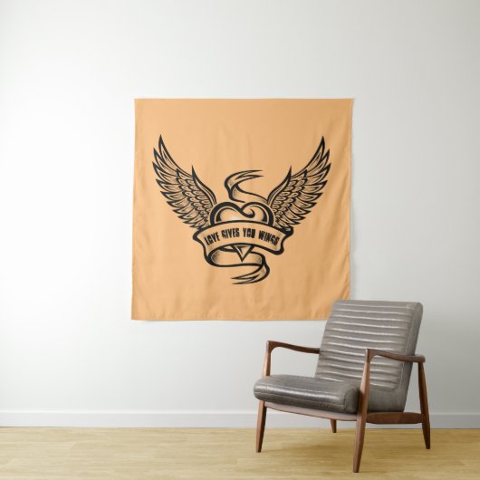hart met wings, liefde geeft je wonden wandkleed (In situ)