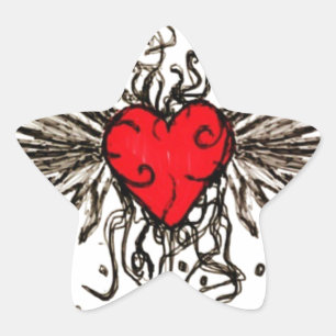 Hart met Wingz Ster Sticker