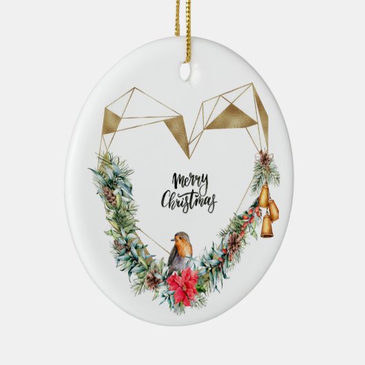 Hart met Wreath en Robin Keramisch Ornament (Rechts)