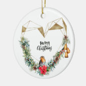 Hart met Wreath en Robin Keramisch Ornament (Links)