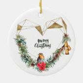Hart met Wreath en Robin Keramisch Ornament (Achterkant)