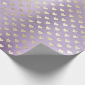 Hart Metallic Lavande Paarse Blush Gold Faux Cadeaupapier (Hoek)