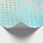 Hart Metallic Mint Aqua Ocean Blue Gold Faux Cadeaupapier (Hoek)