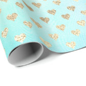 Hart Metallic Mint Aqua Ocean Blue Gold Faux Cadeaupapier (Rol Hoek)