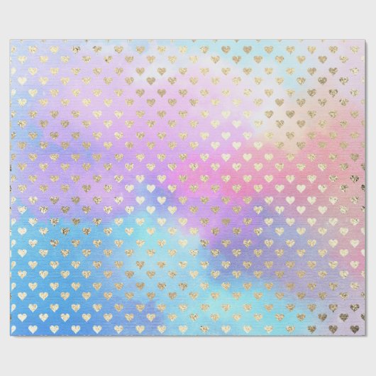 Hart Metallic Mint Aqua Ocean Blue Gold Pink Cadeaupapier (Vlak)