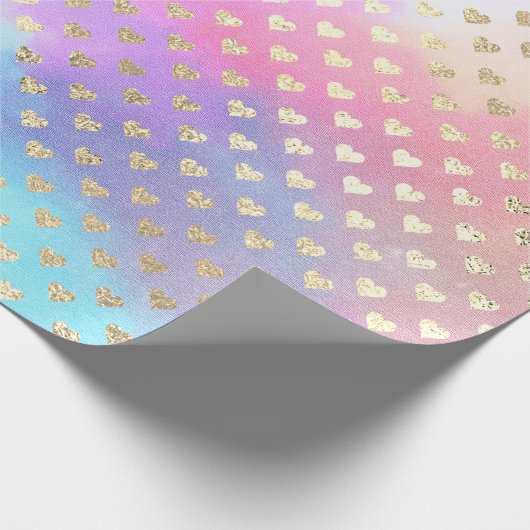 Hart Metallic Mint Aqua Ocean Blue Gold Pink Cadeaupapier (Hoek)