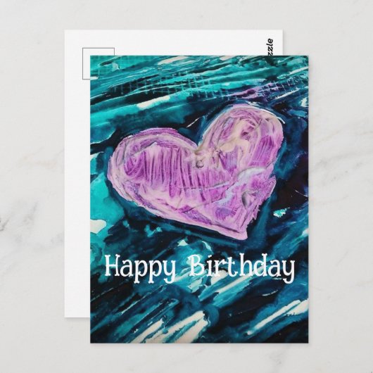 Hart Mixed Media Gefeliciteerd Briefkaart (Voorkant / Achterkant)