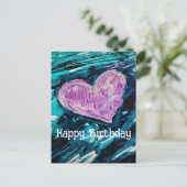 Hart Mixed Media Gelukkige Verjaardag Briefkaart (Staand voorkant)