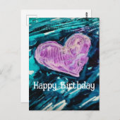 Hart Mixed Media Gelukkige Verjaardag Briefkaart (Voorkant / Achterkant)