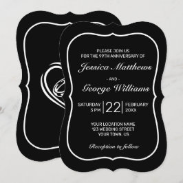 Hart Modern Minimalistisch Wit Zwart Jubileum Kaart