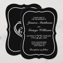 Hart Modern Minimalistisch Zwart Bruiloft