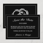 Hart Modern Minimalistisch Zwart Bruiloft Save The Date (Voorkant / Achterkant)