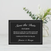 Hart Modern Minimalistisch Zwart Bruiloft Save The Date (Staand voorkant)
