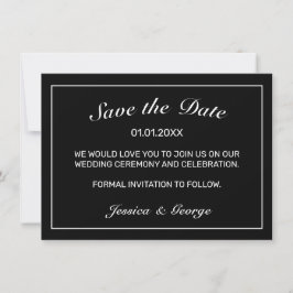 Hart Modern Minimalistisch Zwart Bruiloft Save The Date